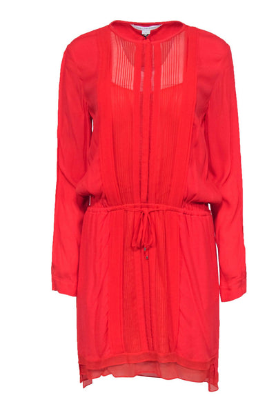 Current Boutique-Diane von Furstenberg - Hot Orange Long Sleeve Snap Front Dress Sz 8