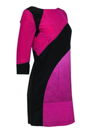 Current Boutique-Diane von Furstenberg - Hot Pink & Black Printed Silk Shift Dress Sz 6