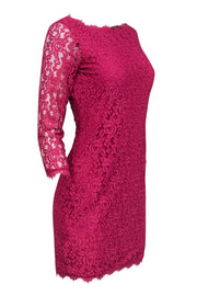 Current Boutique-Diane von Furstenberg - Hot Pink Floral Lace Bodycon Dress Sz 2