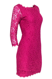 Current Boutique-Diane von Furstenberg - Hot Pink Floral Lace "Zarita" Bodycon Dress Sz 4
