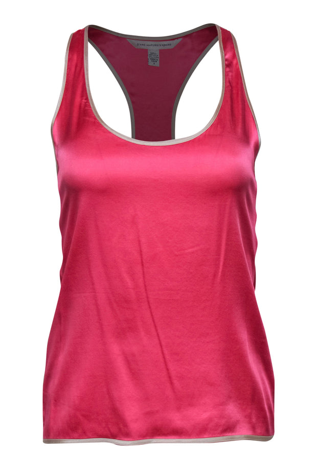 Current Boutique-Diane von Furstenberg - Hot Pink Satin Racerback Tank Top Sz S