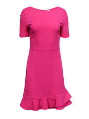 Current Boutique-Diane von Furstenberg - Hot Pink Sheath Dress w/ Flounce Hem Sz 4