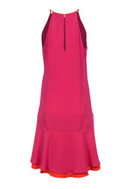 Current Boutique-Diane von Furstenberg - Hot Pink Sleeveless Drop Waist Dress w/ Orange Trim Sz 8