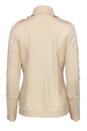 Current Boutique-Diane von Furstenberg - Ivory Button-Up Wool Cardigan w/ Ribbed Trim Sz M
