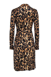 Current Boutique-Diane von Furstenberg - Leopard Print Silk Long Sleeve Wrap Dress Sz 6