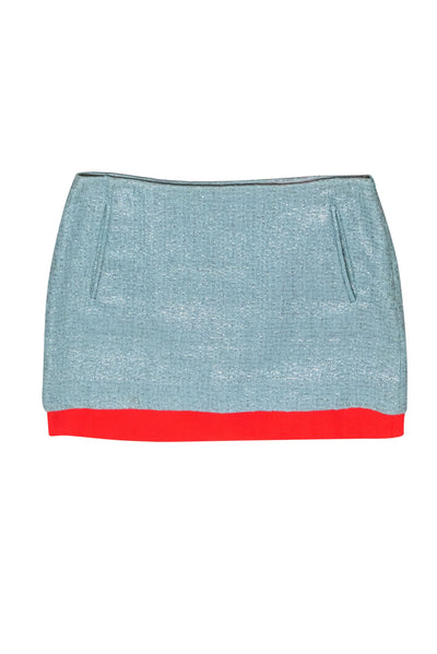 Current Boutique-Diane von Furstenberg - Light Blue & Orange Tweed Mini Skirt Sz 4