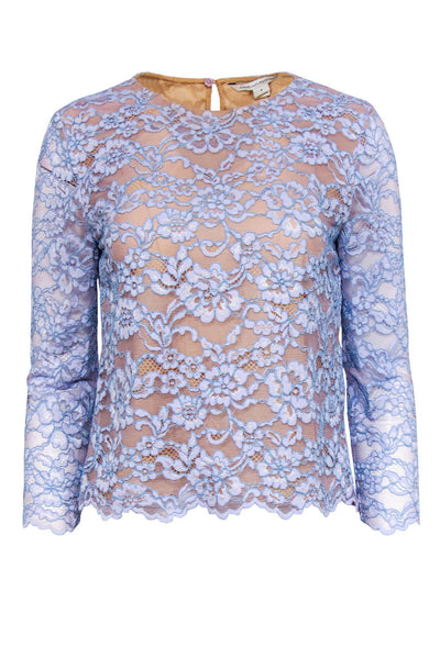 Current Boutique-Diane von Furstenberg - Lilac & Blue Lace Long Sleeve Top Sz 4