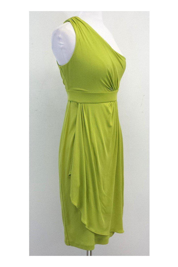 Current Boutique-Diane von Furstenberg - Lime Silk One Shoulder Dress Sz 4