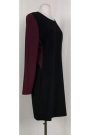 Current Boutique-Diane von Furstenberg - Maroon & Black Colorblock Dress Sz 12