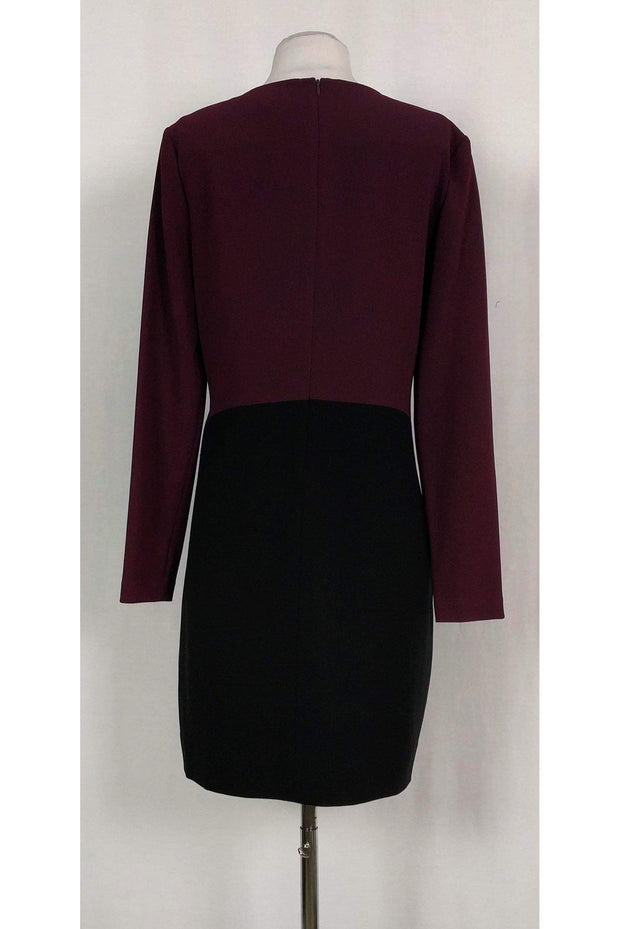 Current Boutique-Diane von Furstenberg - Maroon & Black Colorblock Dress Sz 12