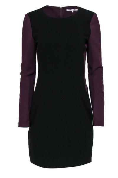 Current Boutique-Diane von Furstenberg - Maroon & Brown Long Sleeve Shift Dress Sz 8