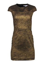 Current Boutique-Diane von Furstenberg - Metallic Gold Crackled Cap Sleeve Sheath Dress Sz 0
