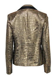Current Boutique-Diane von Furstenberg - Metallic Gold Snakeskin Print Blazer Sz 8