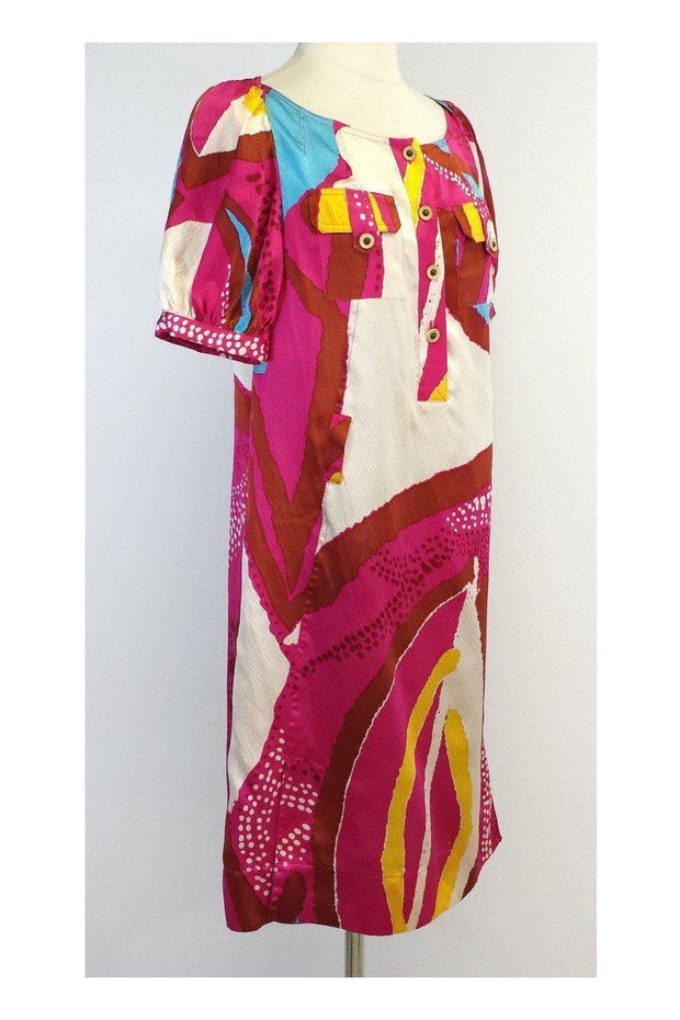 Current Boutique-Diane von Furstenberg - Multicolor Silk Short Sleeve Dress Sz 6