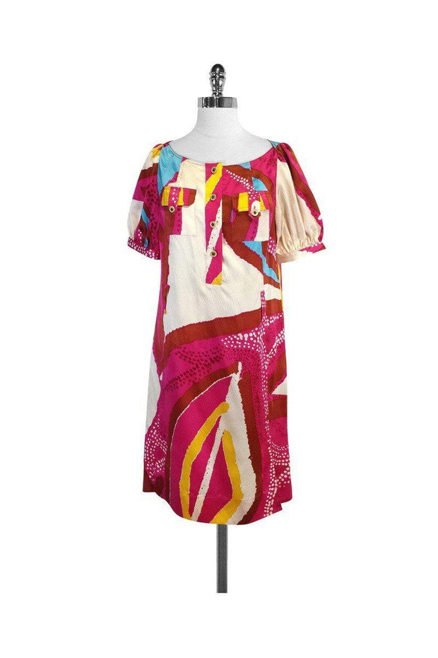 Current Boutique-Diane von Furstenberg - Multicolor Silk Short Sleeve Dress Sz 6