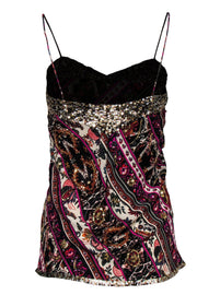 Current Boutique-Diane von Furstenberg - Multicolored Paisley Silk Sequined Camisole Sz 6