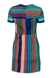 Current Boutique-Diane von Furstenberg - Multicolored Striped Short Sleeve Shift Dress Sz 2