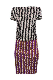 Current Boutique-Diane von Furstenberg - Multicolored Two-Toned Printed Sleeveless Silk Sheath Dress Sz 6