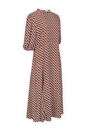 Current Boutique-Diane von Furstenberg - Mustard Chain Print Crepe Maxi Dress w/ Puff Sleeve Sz 14