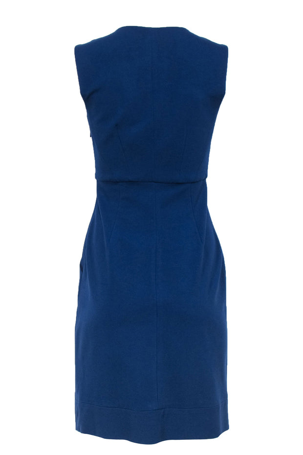 Current Boutique-Diane von Furstenberg - Navy Belted V-Neck Sheath Dress Sz 4