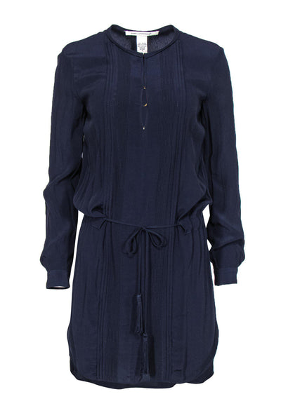 Current Boutique-Diane von Furstenberg - Navy Blue Peasant Dress w/ Tassels Sz 0