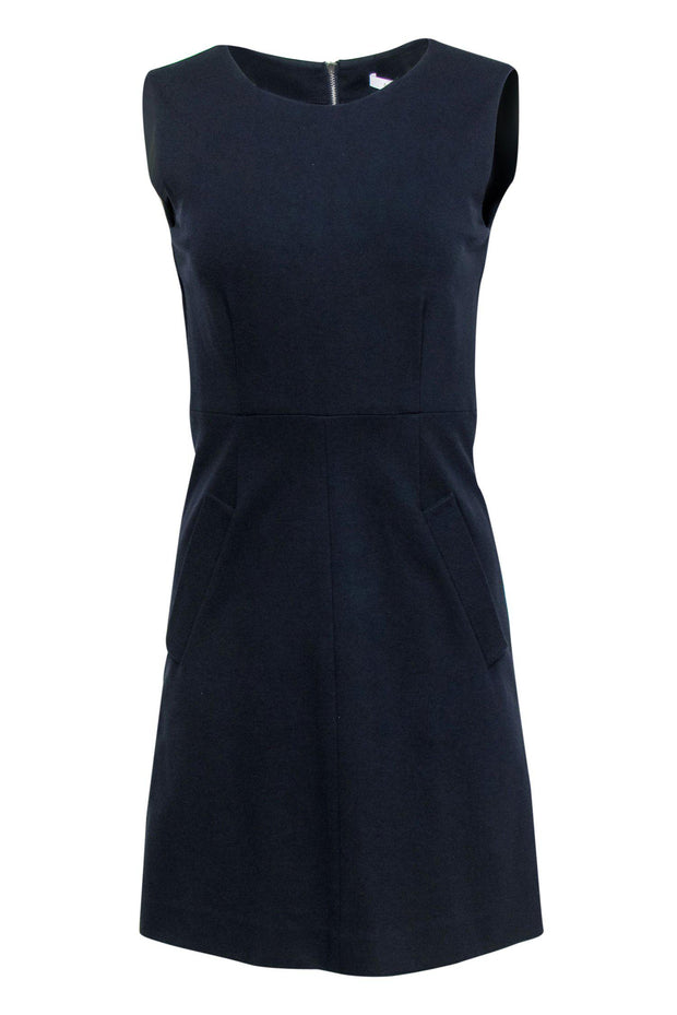 Current Boutique-Diane von Furstenberg - Navy Blue Sheath Dress w/ Pockets Sz 4