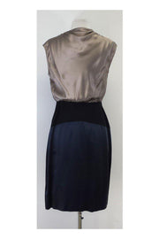 Current Boutique-Diane von Furstenberg - Navy & Champagne Silk Dress Sz 10