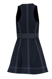 Current Boutique-Diane von Furstenberg - Navy Cotton Blend A-Line Dress w/ Stitching Sz 2