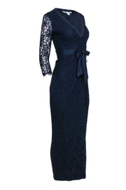 Current Boutique-Diane von Furstenberg - Navy Floral Lace Wrap Maxi Dress Sz 0