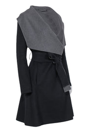 Current Boutique-Diane von Furstenberg - Navy & Grey Draped Reversible Longline Coat Sz M