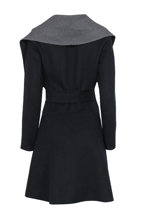 Current Boutique-Diane von Furstenberg - Navy & Grey Draped Reversible Longline Coat Sz M