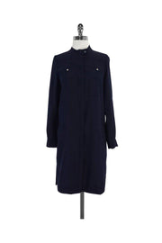 Current Boutique-Diane von Furstenberg - Navy Long Sleeve Shirt Dress Sz 2