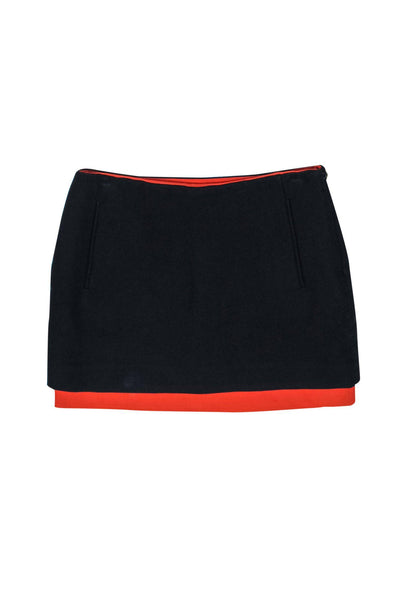 Current Boutique-Diane von Furstenberg - Navy & Orange Colorblocked Miniskirt Sz 0