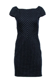 Current Boutique-Diane von Furstenberg - Navy Pinstriped Wool Blend Sheath Dress Sz 6