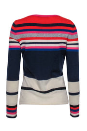 Current Boutique-Diane von Furstenberg - Navy, Red & Pink Striped Knit Sweater Sz S