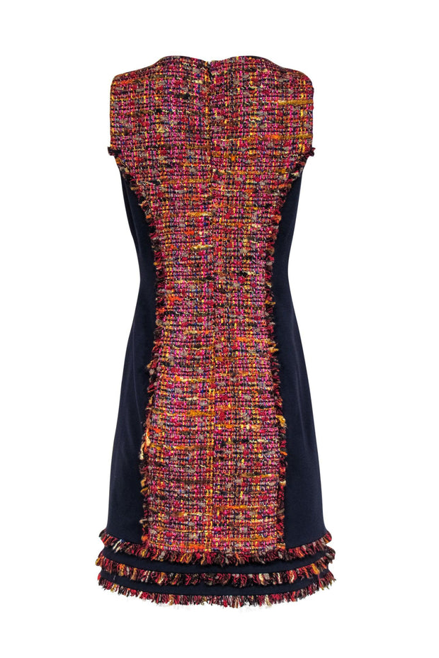 Current Boutique-Diane von Furstenberg - Navy Shift Dress w/ Tweed Panel & Trim Sz 6