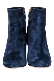 Current Boutique-Diane von Furstenberg - Navy Suede Block Heel Ankle Booties Sz 9.5