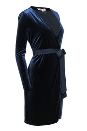 Current Boutique-Diane von Furstenberg - Navy Velvet Long Sleeve Wrap Dress Sz 4