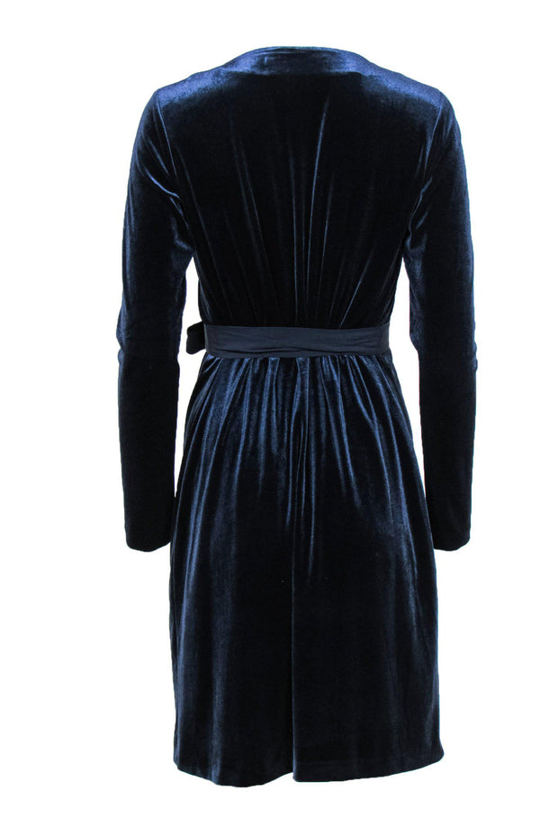 Current Boutique-Diane von Furstenberg - Navy Velvet Long Sleeve Wrap Dress Sz 4