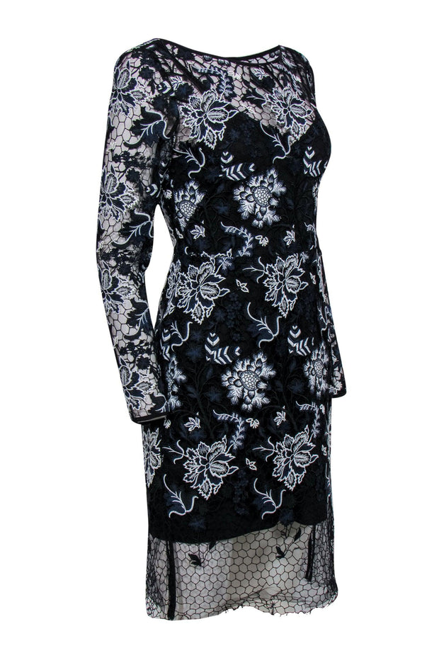 Current Boutique-Diane von Furstenberg - Navy & White Floral Lace Dress w/ Slip Sz 6