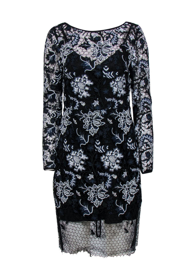 Current Boutique-Diane von Furstenberg - Navy & White Floral Lace Dress w/ Slip Sz 6