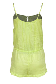 Current Boutique-Diane von Furstenberg - Neon Green Sleeveless Lace-Up Linen Romper Sz S