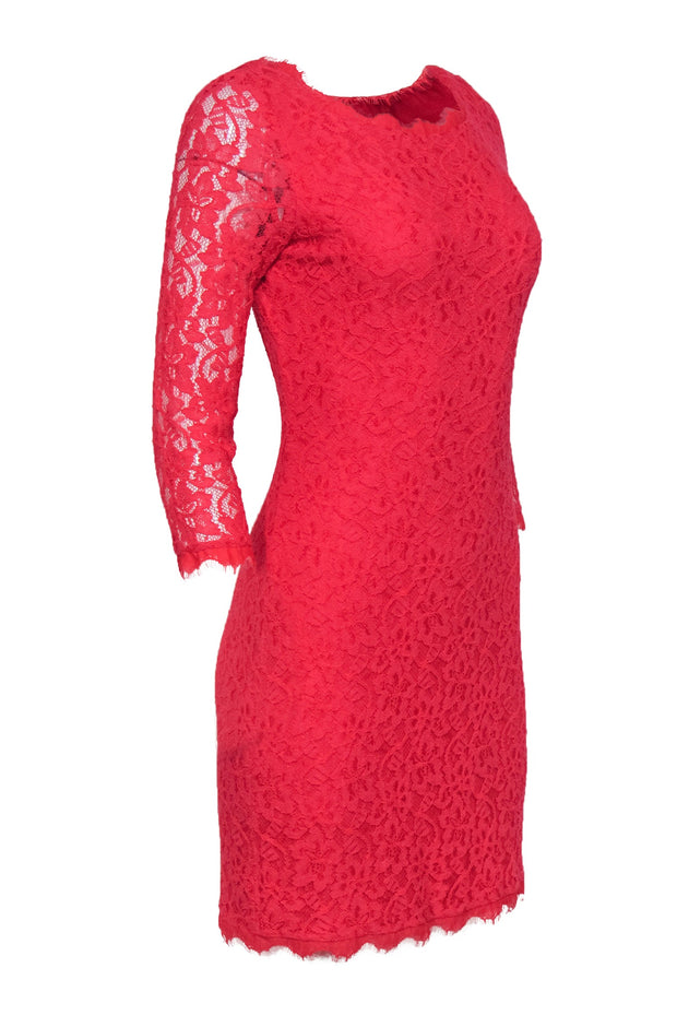 Current Boutique-Diane von Furstenberg - Neon Hot Pink "Zarita" Lace Dress Sz 6