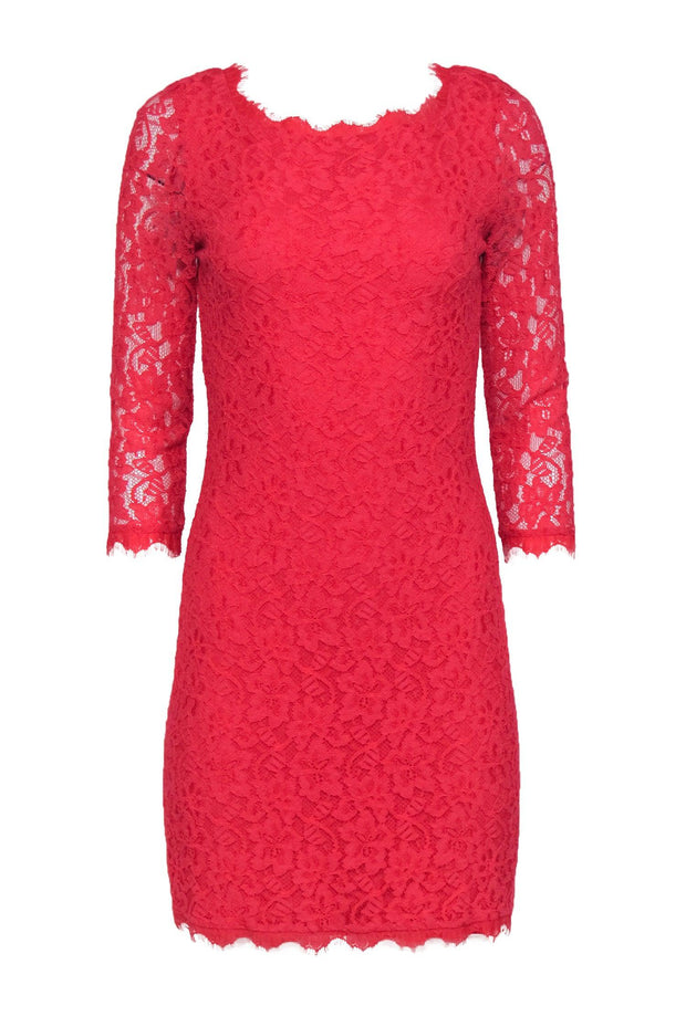 Current Boutique-Diane von Furstenberg - Neon Hot Pink "Zarita" Lace Dress Sz 6