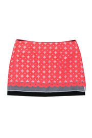 Current Boutique-Diane von Furstenberg - Neon Pink Circle Pattern Miniskirt Sz 0