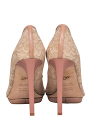 Current Boutique-Diane von Furstenberg - Nude Lace Platform Stiletto Pumps Sz 9.5