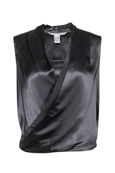 Current Boutique-Diane von Furstenberg - Olive Green Silk Draped Blouse & Camisole Sz 0