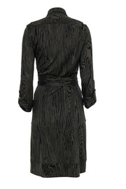 Current Boutique-Diane von Furstenberg - Olive Wood Grain Print Silk Midi Wrap Dress Sz 8