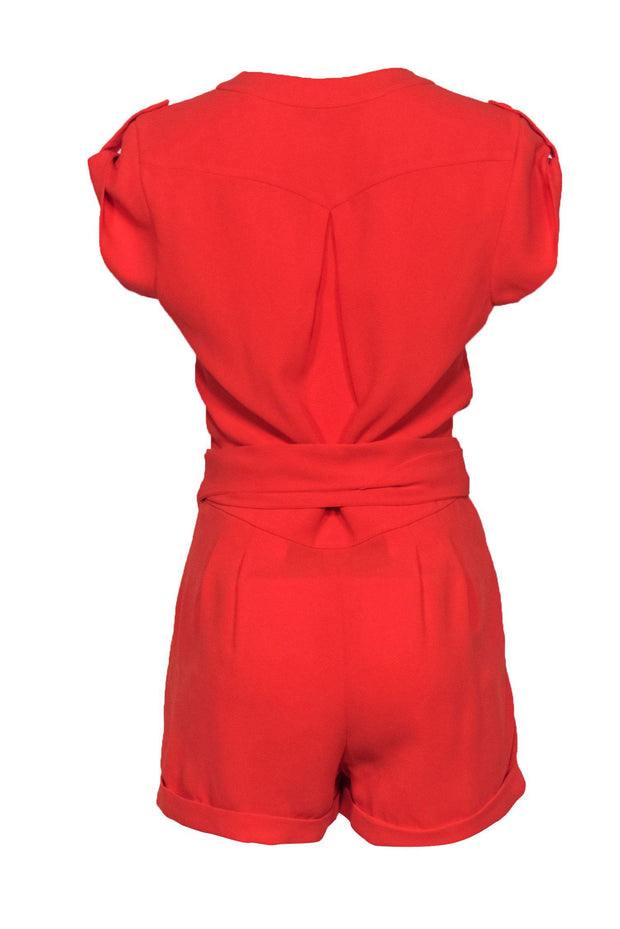 Current Boutique-Diane von Furstenberg - Orange Short Sleeve Belted Romper Sz 6