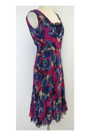 Current Boutique-Diane von Furstenberg - Pink & Blue Floral Print Silk Dress Sz 4